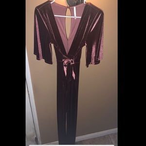 Windsor Store Mauve Velvet Jumpsuit